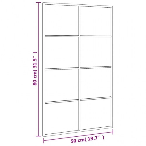 Vægspejl 50 × 80 cm - rektangulært med sort jernramme