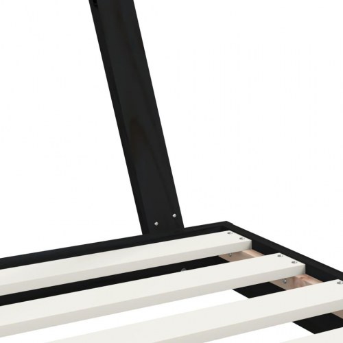 Sengeramme til juniorseng 80x200 cm massivt fyrretræ sort