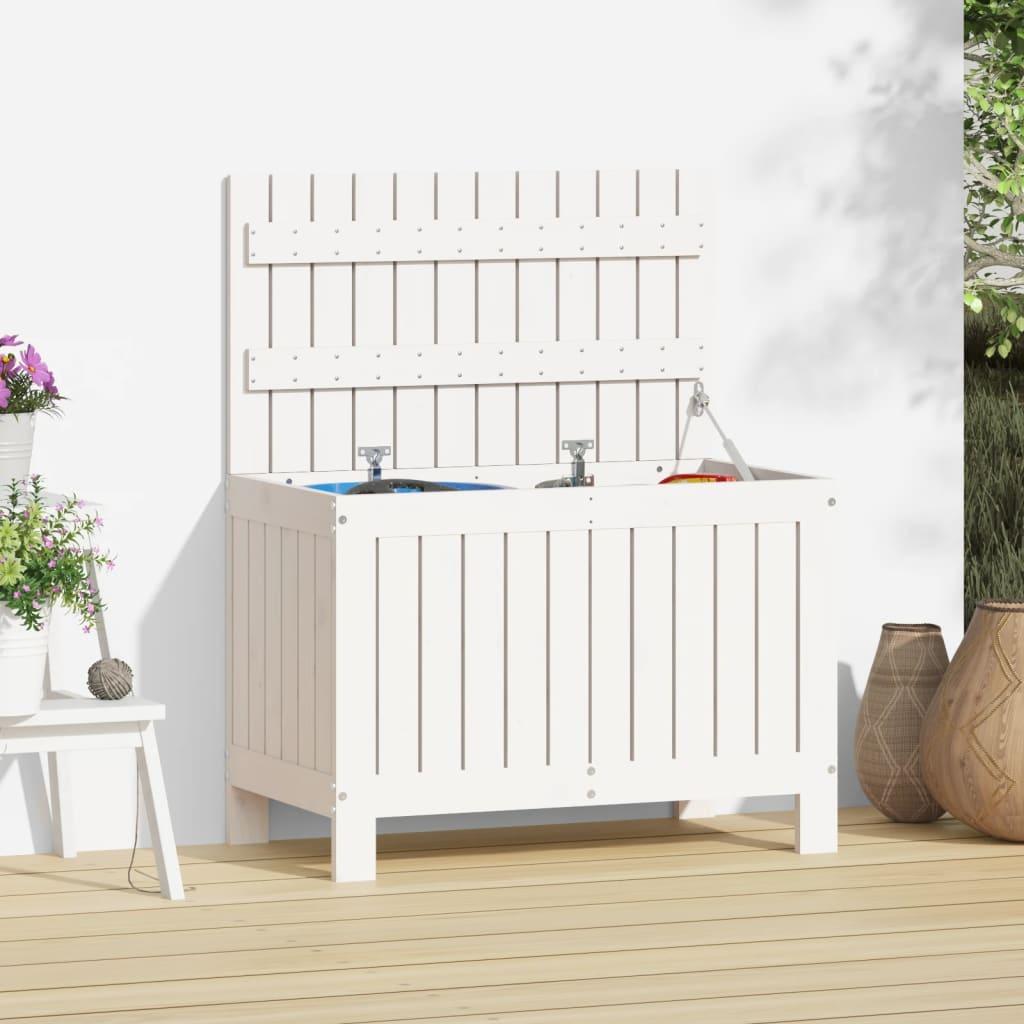 Opbevaringskasse til haven 76x42,5x54 cm massivt fyrretræ hvid