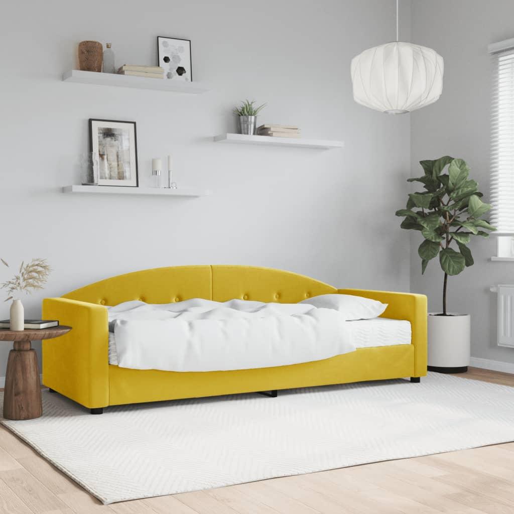 Daybed med madras 80x200 cm velour gul