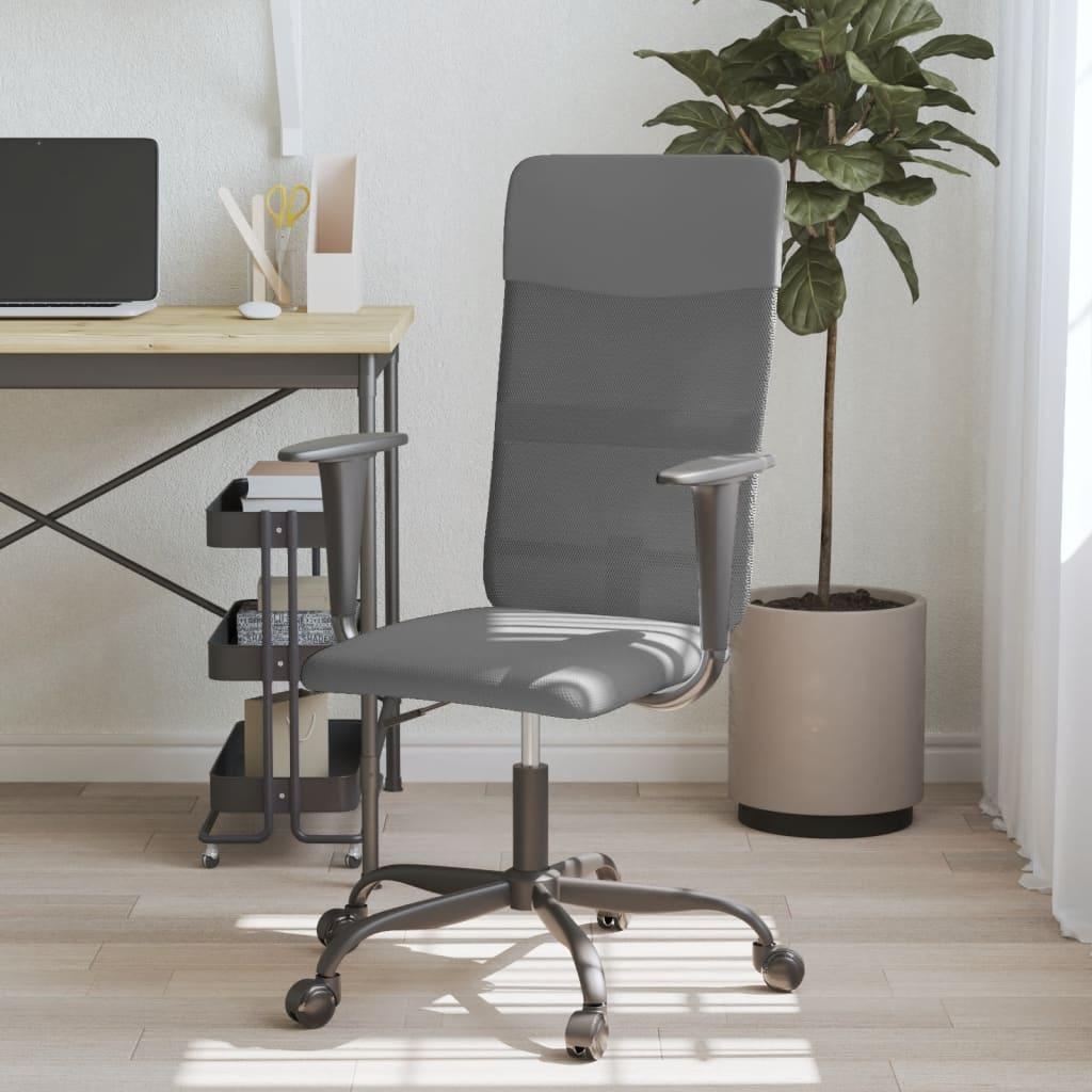 Kontorstol med justerbar højde meshstof og kunstlæder grå billede