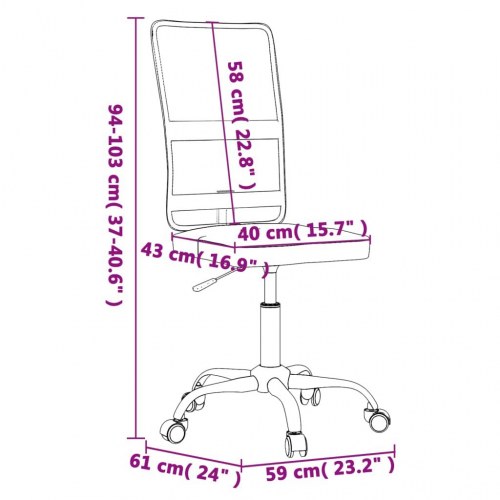 Kontorstol med justerbar højde meshstof pink