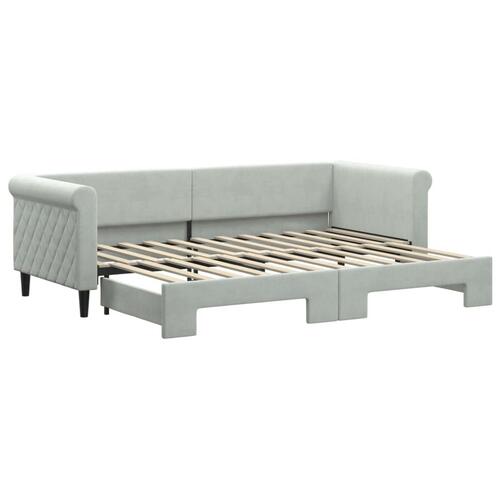 Daybed med udtræk 80x200 cm velour lysegrå