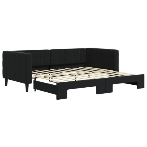 Daybed med udtræk 90 x 190 cm - sort velour