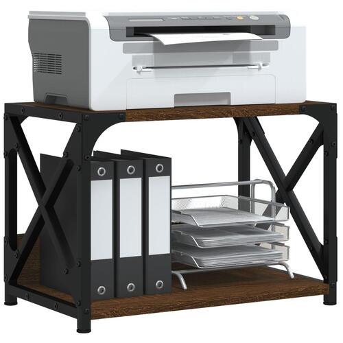 Printerstativ 2 hylder 44x26x31,5 cm konstrueret træ brun eg