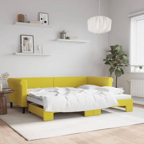 Daybed med udtræk 90x200 cm velour gul