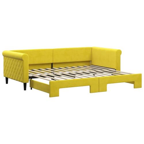 Daybed med udtræk 90x200 cm velour gul
