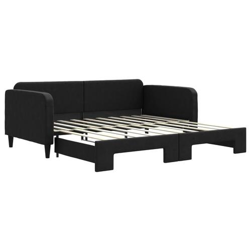 Daybed med udtræk 90x190 cm stof sort