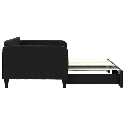 Daybed med udtræk 90x190 cm stof sort