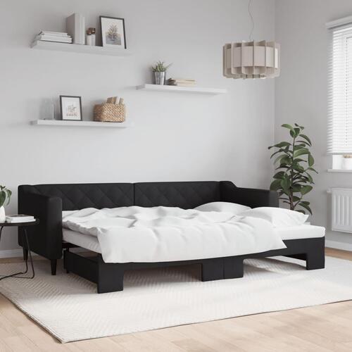 Daybed med udtræk 80x200 cm stof sort