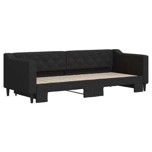 Daybed med udtræk 80x200 cm stof sort