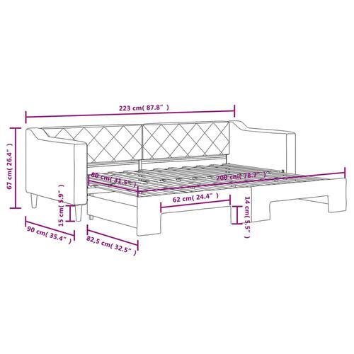 Daybed med udtræk 80x200 cm stof sort