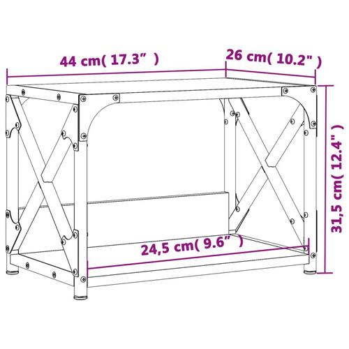 Printerstativ 2 hylder 44x26x31,5 cm konstrueret træ røget eg