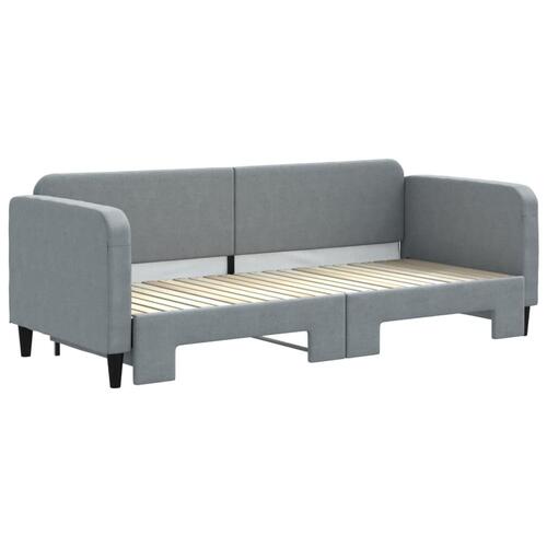 Daybed med udtræk 80x200 cm stof lysegrå