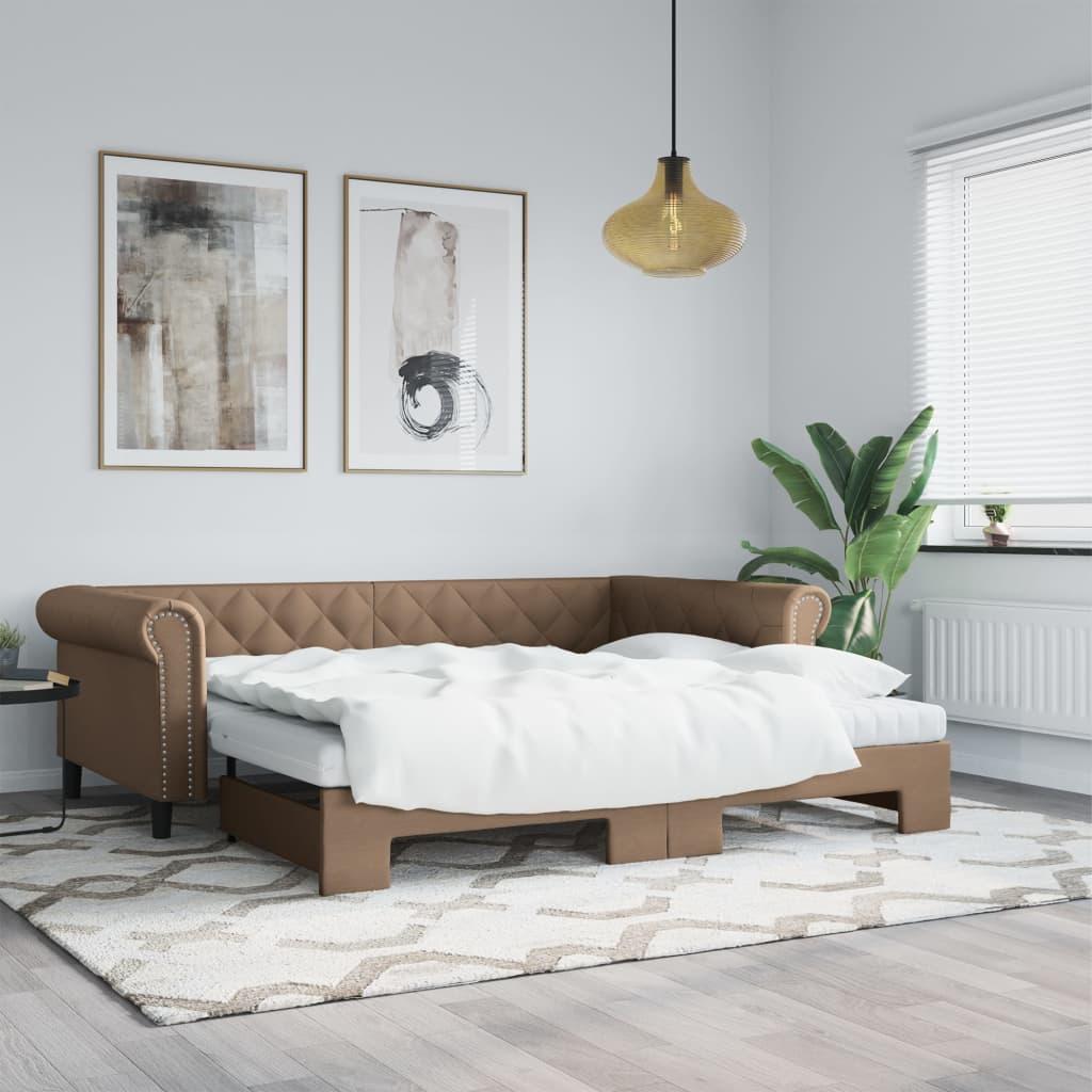 Daybed Kunstlæder Farvet - Cappuccino / med udtræk / 90 x 200 cm