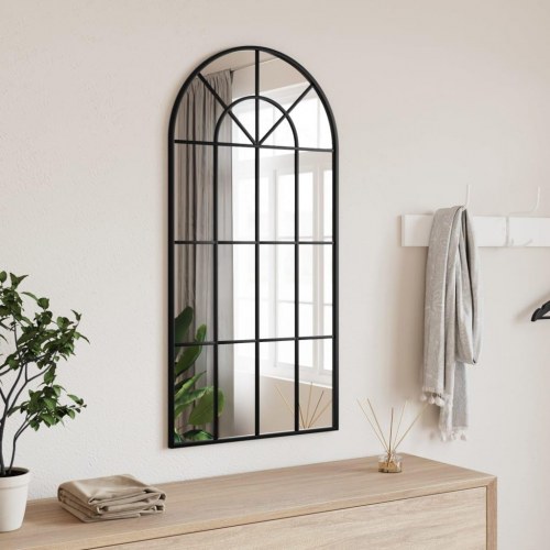 Vægspejl 50x100 cm buet jern sort