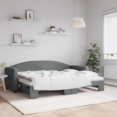 Daybed med udtræk 80x200 cm stof mørkegrå