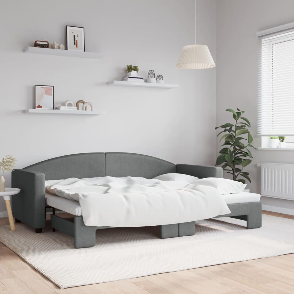 Daybed med udtræk 80x200 cm stof mørkegrå