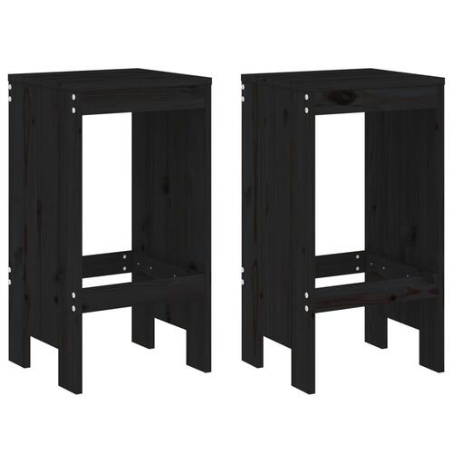 Barstole 2 stk. 40x36x75 cm massivt fyrretræ sort