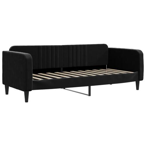 Daybed med udtræk og skuffer 80x200 cm velour sort