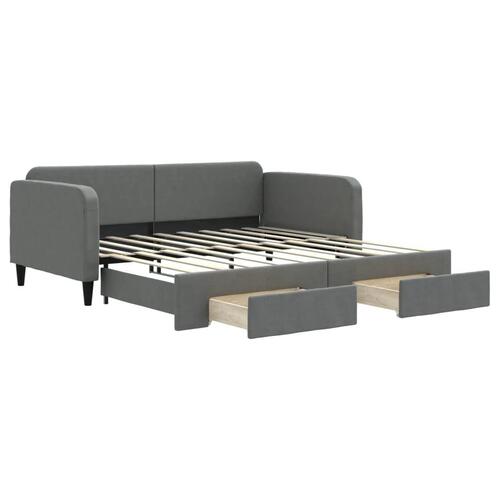 Daybed med udtræk og skuffer 90x190 cm stof mørkegrå