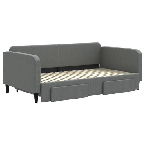 Daybed med udtræk og skuffer 90x190 cm stof mørkegrå