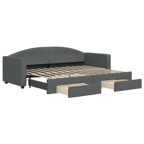 Daybed med udtræk og skuffer 80x200 cm stof mørkegrå