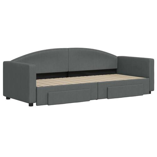 Daybed med udtræk og skuffer 80x200 cm stof mørkegrå