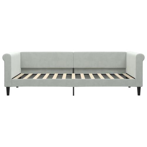 Daybed med udtræk og skuffer 90x200 cm velour lysegrå