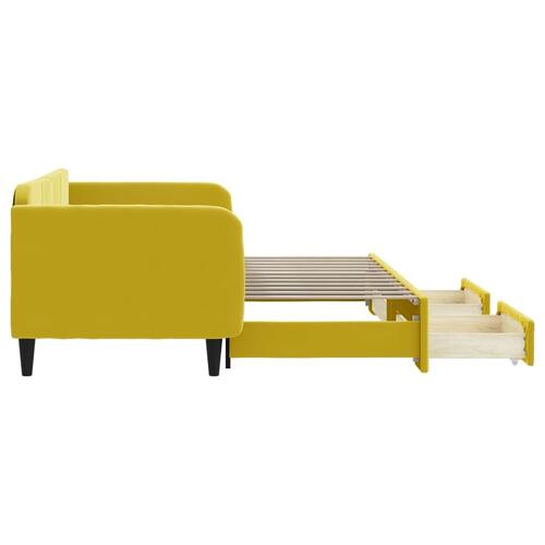 Daybed med udtræk og skuffer 90x200 cm velour gul