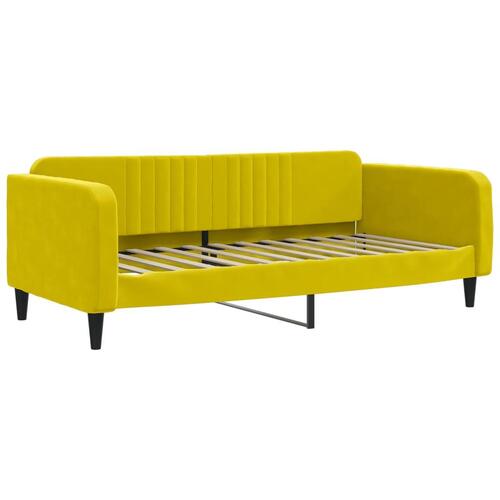 Daybed med udtræk og skuffer 90x200 cm velour gul