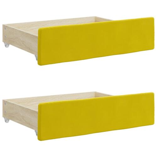 Daybed med udtræk og skuffer 90x200 cm velour gul