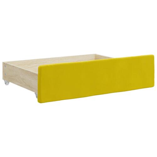 Daybed med udtræk og skuffer 90x200 cm velour gul