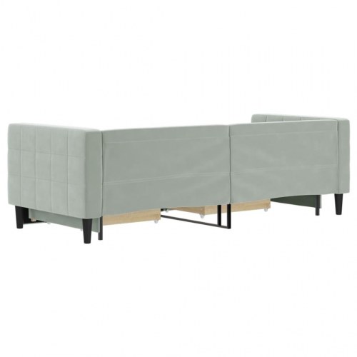 Daybed med udtræk og 2 skuffer 80 x 200 cm velour - lysegrå