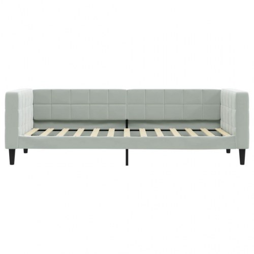 Daybed med udtræk og 2 skuffer 80 x 200 cm velour - lysegrå