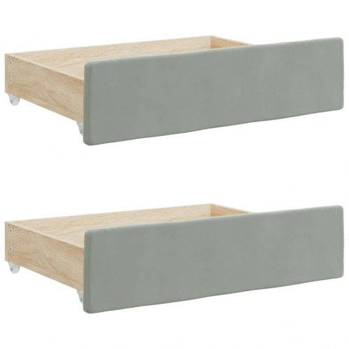 Daybed med udtræk og 2 skuffer 80 x 200 cm velour - lysegrå