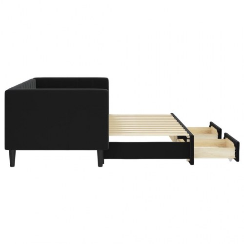Daybed med udtræk og 2 skuffer 80 x 200 cm - sort velour