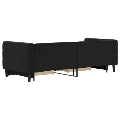 Daybed med udtræk og 2 skuffer 80 x 200 cm - sort velour