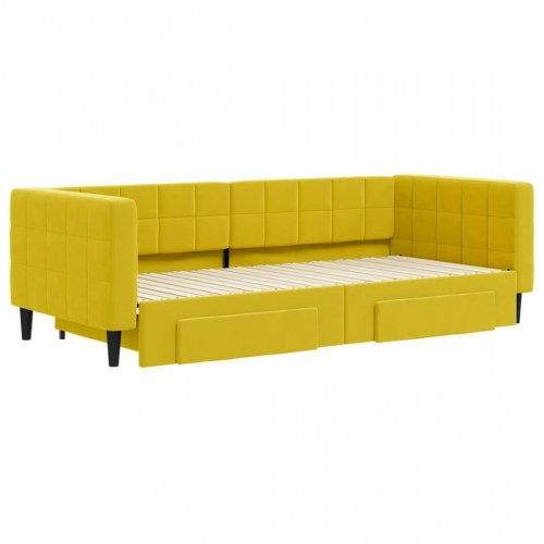 Daybed med udtræk og skuffer 90x200 cm velour gul