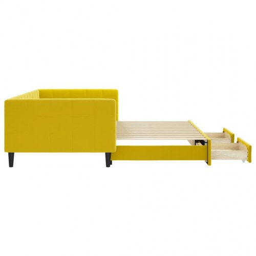 Daybed med udtræk og 2 skuffer 100 x 200 cm - gul