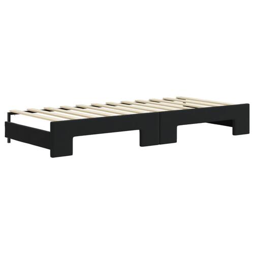 Daybed med udtræk og skuffer 80x200 cm velour sort