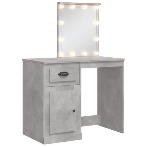Makeupbord med LED-lys 90x42x132,5 cm betongrå