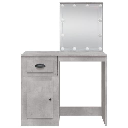 Makeupbord med LED-lys 90x42x132,5 cm betongrå