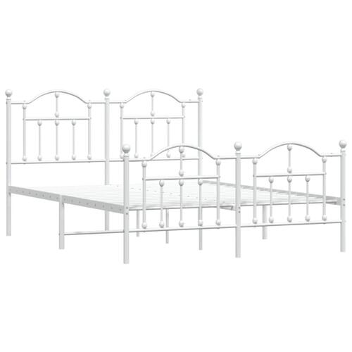 Sengeramme med sengegavl og fodgærde 140x200 cm metal hvid
