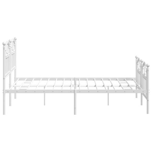 Sengeramme med sengegavl og fodgærde 140x200 cm metal hvid