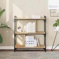 Bogreol 76x32x88 cm 3 hylder konstrueret træ sonoma-eg