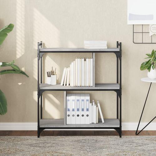 Bogreol 76x32x88 cm 3 hylder konstrueret træ grå sonoma-eg