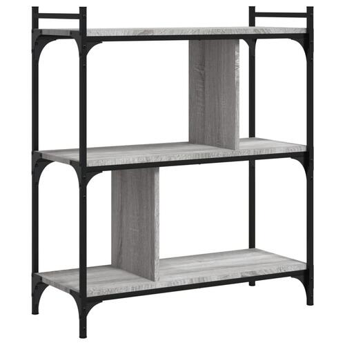Bogreol 76x32x88 cm 3 hylder konstrueret træ grå sonoma-eg