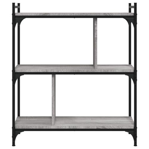 Bogreol 76x32x88 cm 3 hylder konstrueret træ grå sonoma-eg