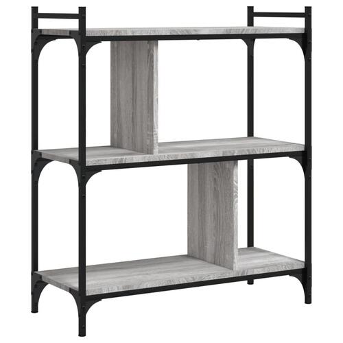 Bogreol 76x32x88 cm 3 hylder konstrueret træ grå sonoma-eg